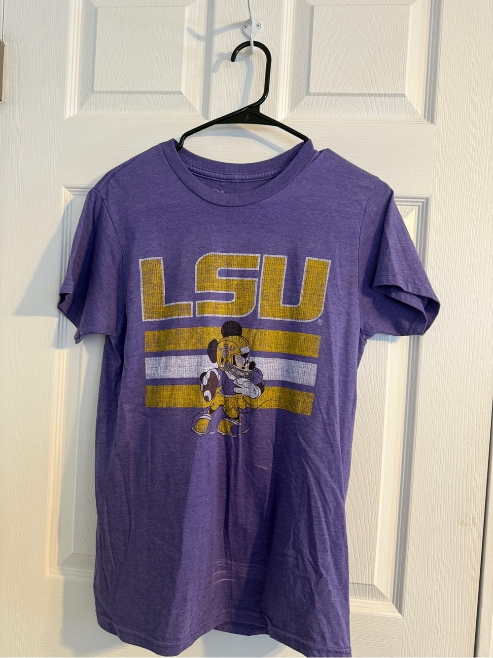 Disney LSU Purple Short Sleeve Graphic Tee with Yellow Accents